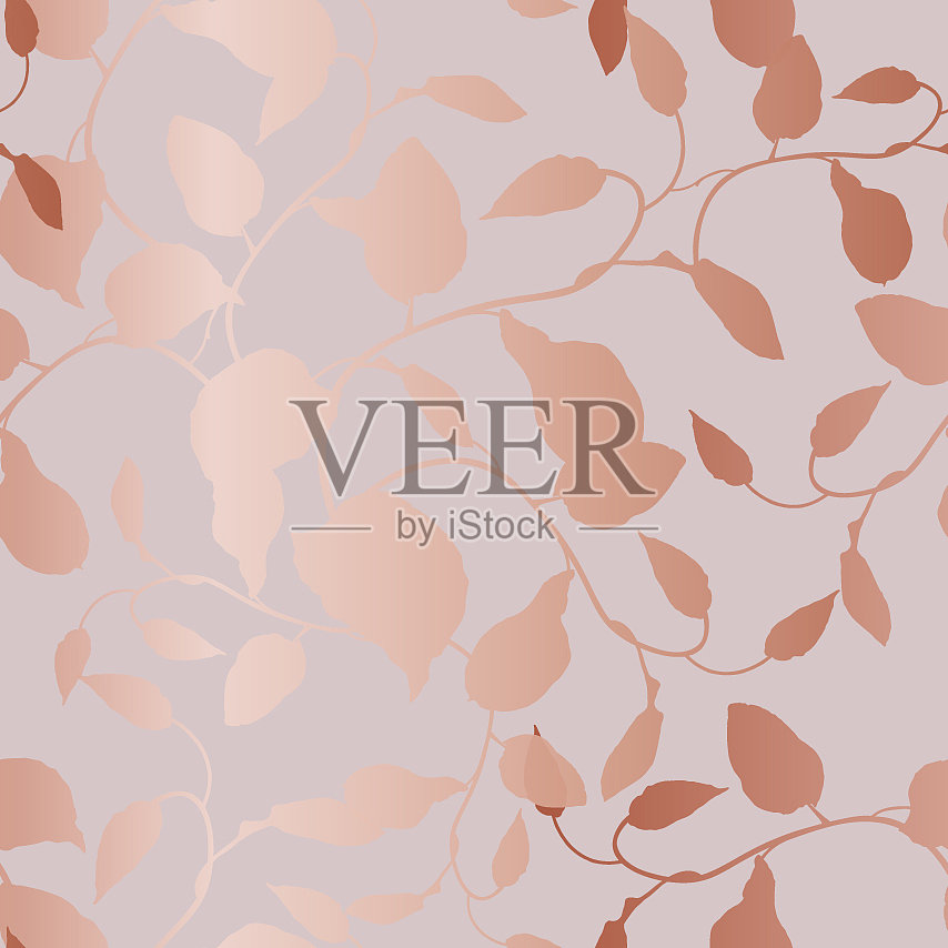 玫瑰金优雅的装饰性花卉图案插画图片素材