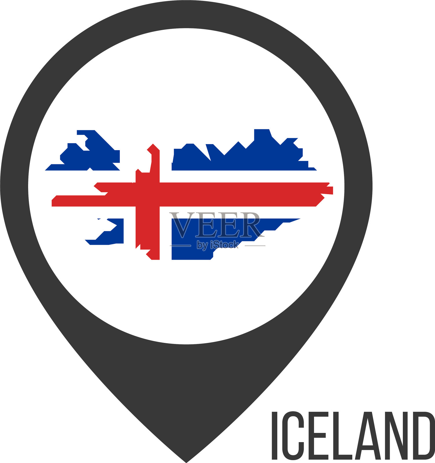 地图指针与国家冰岛旗冰岛插画图片素材