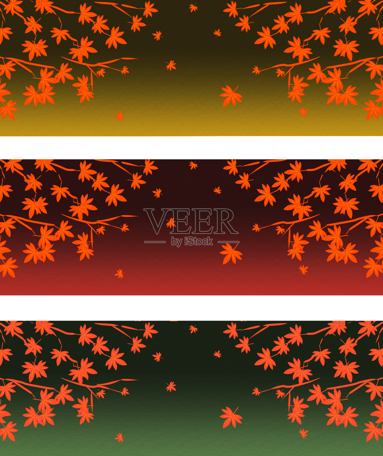 秋叶齐头盛开插画图片素材