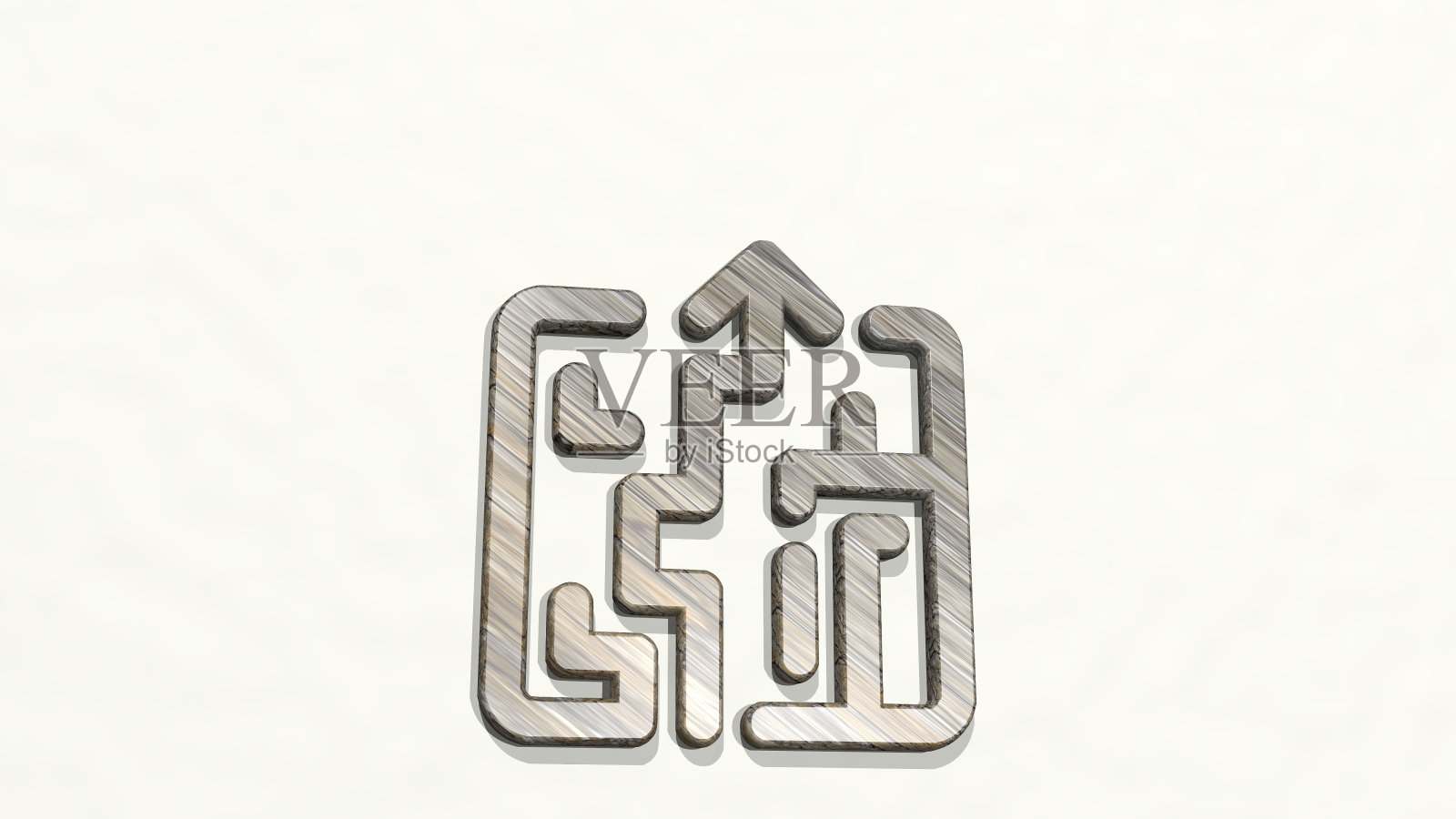 从墙的角度看迷宫策略。一个用金属材料制作的厚雕塑的3D渲染。插图迷宫照片摄影图片