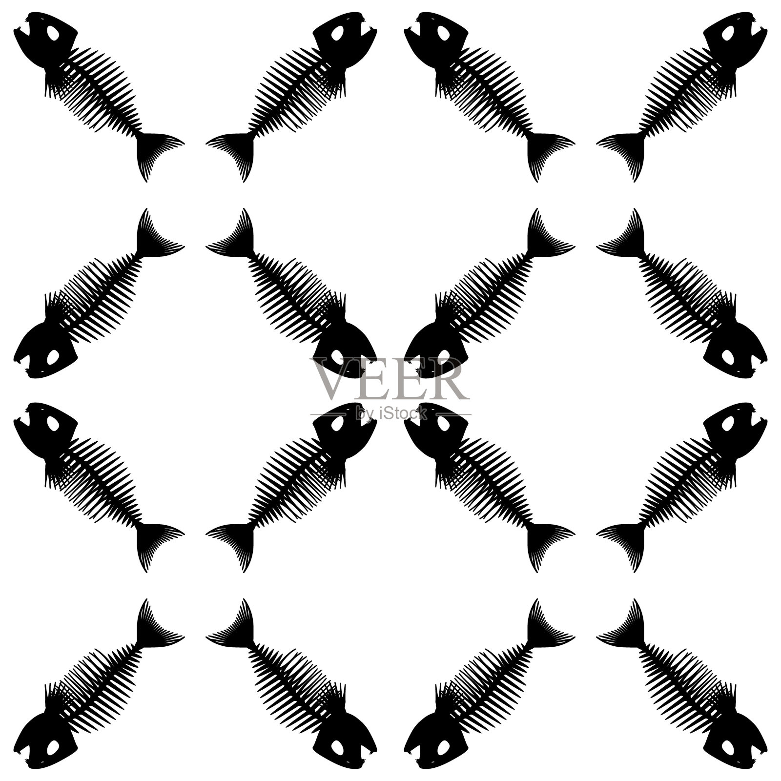 无缝模式与鱼骨架。没完没了的背景。矢量插图。插画图片素材