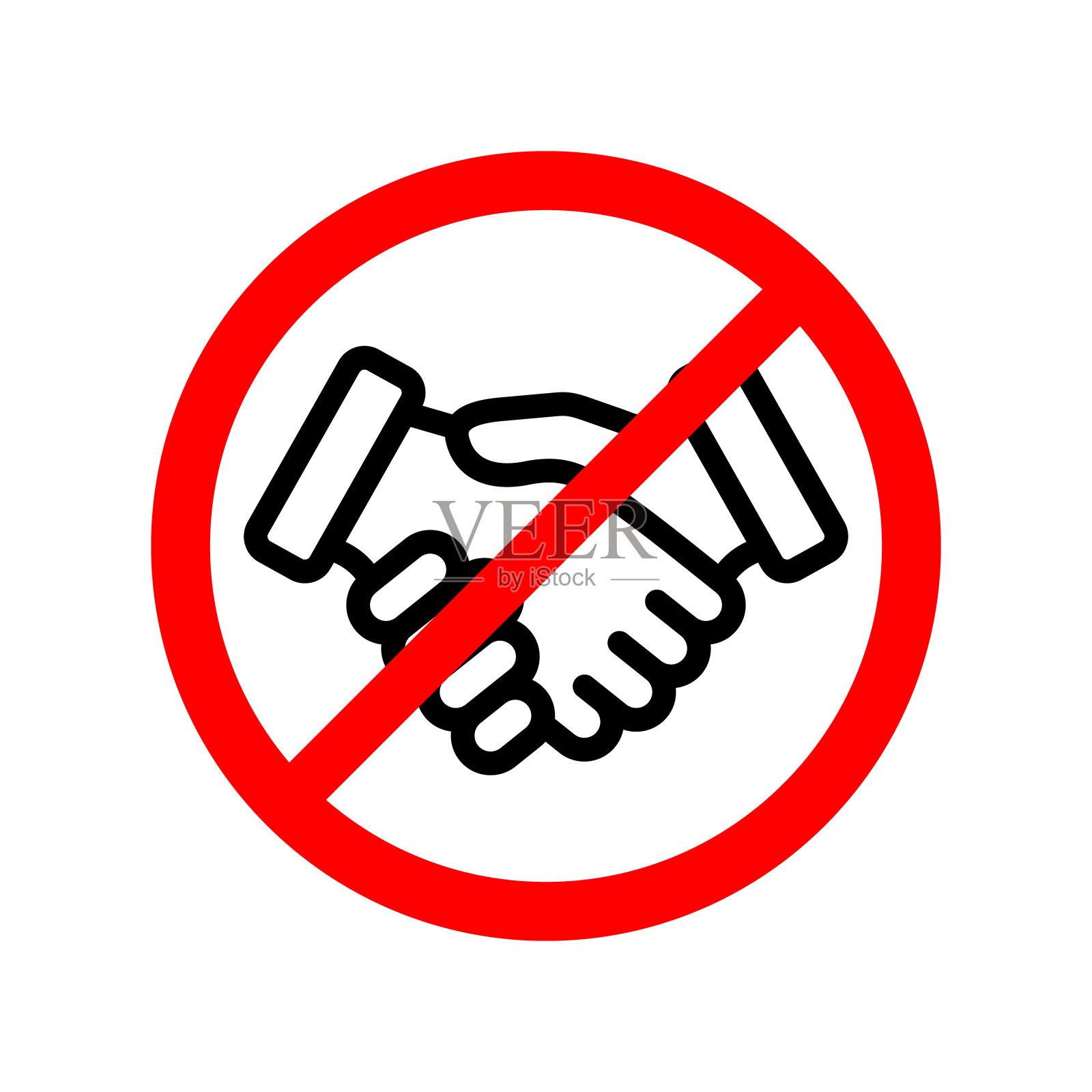 握手的禁令。没有红色徽章图标的握手插画图片素材