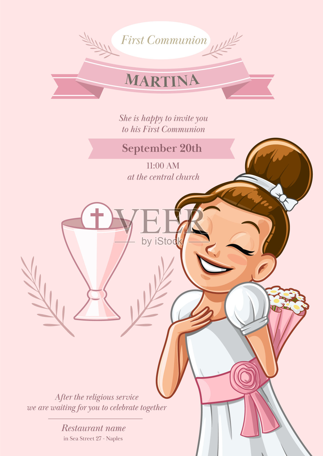 与女孩交流卡片设计模板素材