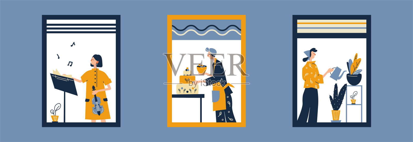 窗口插画图片素材