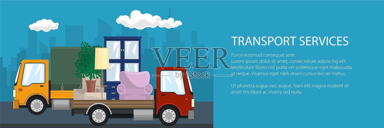 旗帜公路运输物流插画图片素材