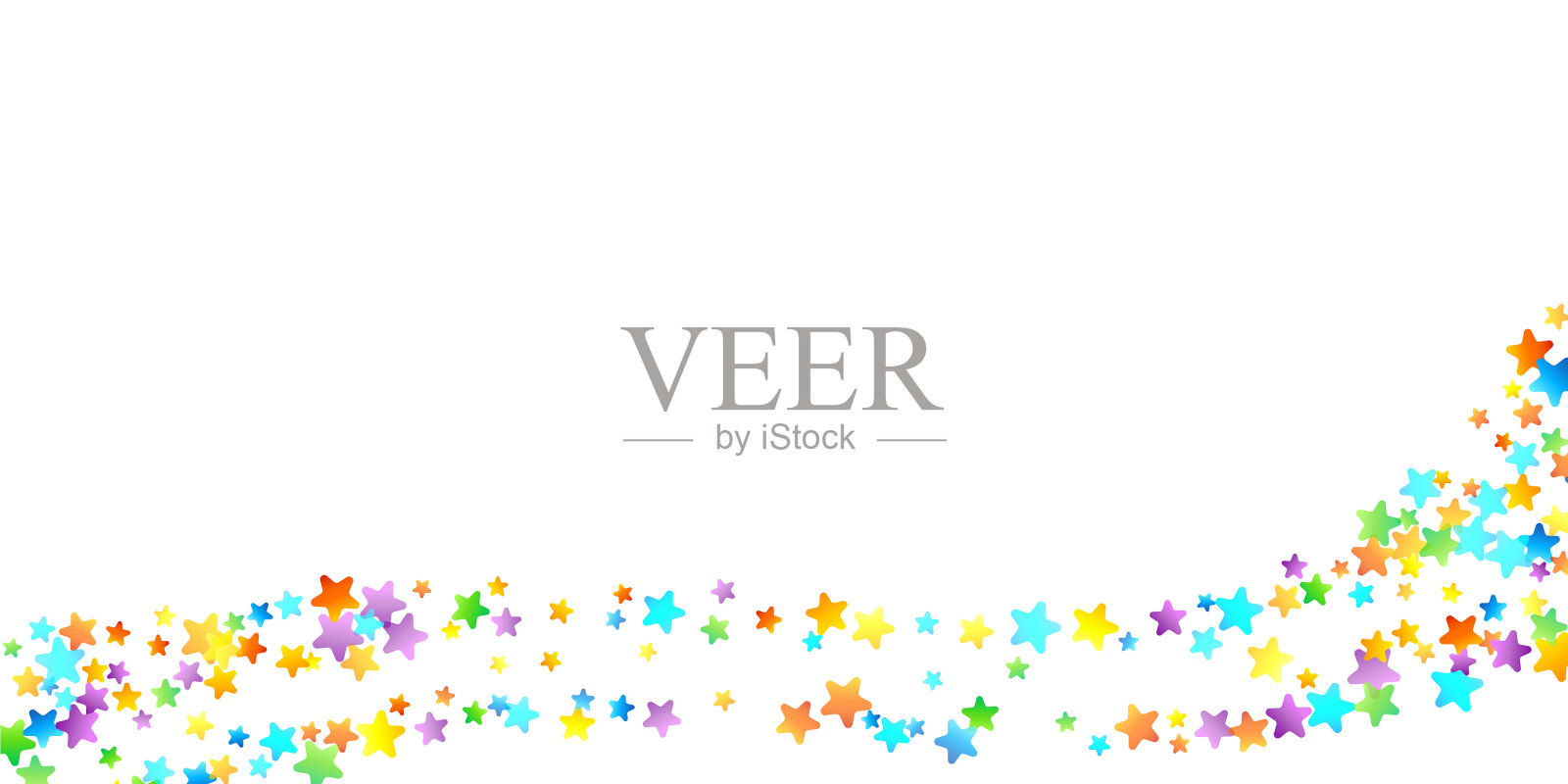 彩虹喜庆五彩缤纷，星光飘洒插画图片素材