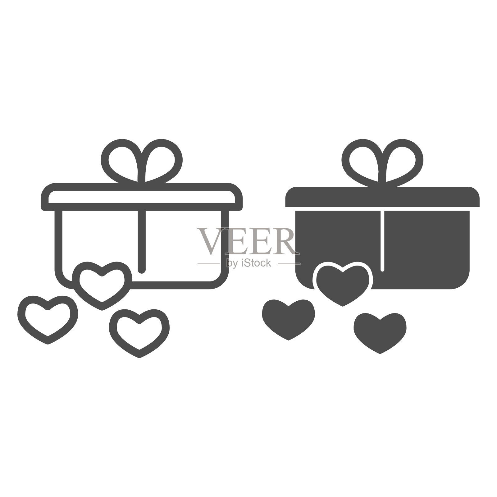 礼物和心线和固体图标呈现图标素材