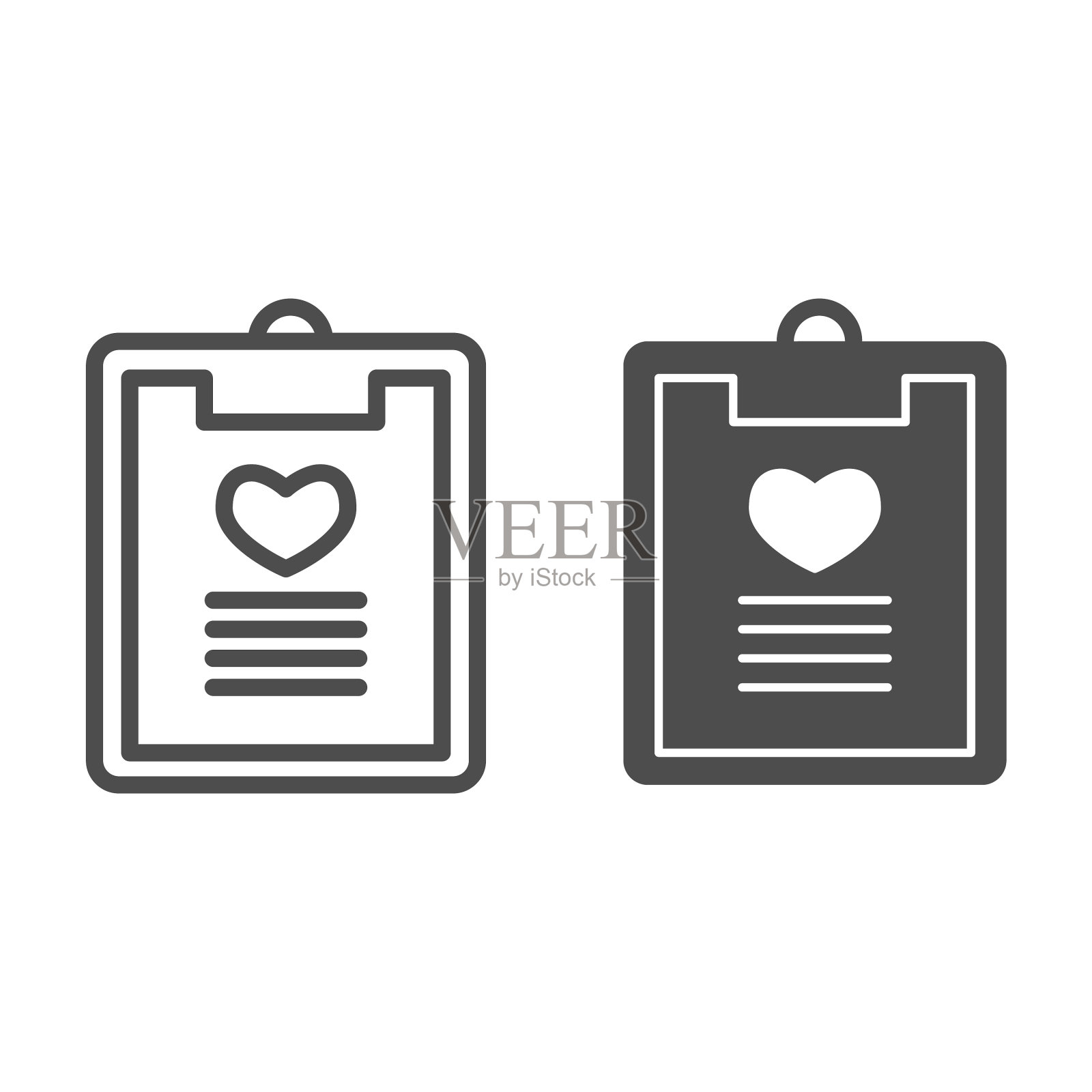 爱情剪贴板线条和固体图标浪漫图标素材