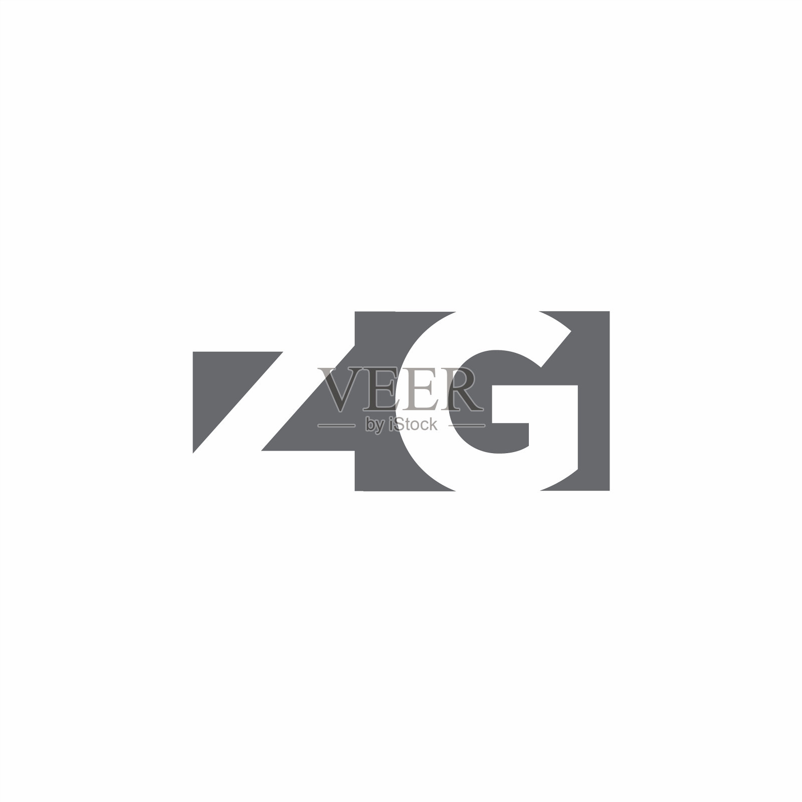 Zg标志采用负空间图案风格设计插画图片素材