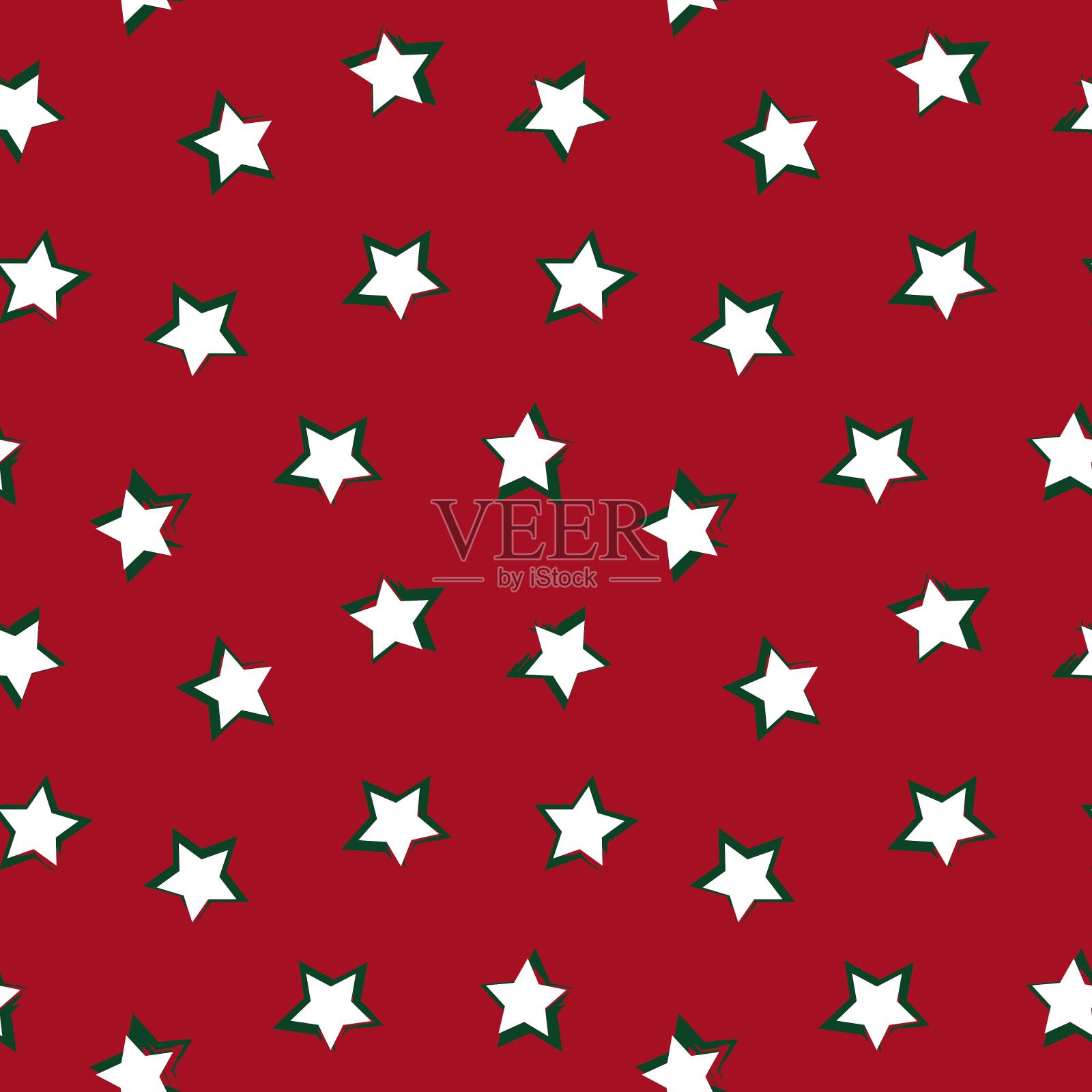 圣诞之星抽象笔触无缝图案背景设计元素图片