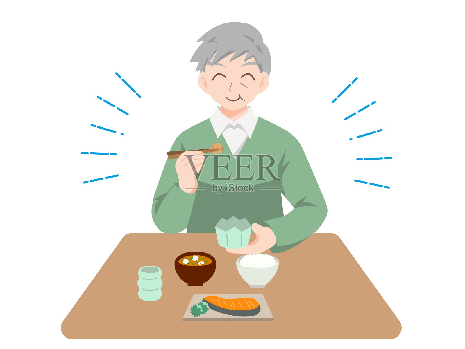 长者享用美食的插图插画图片素材