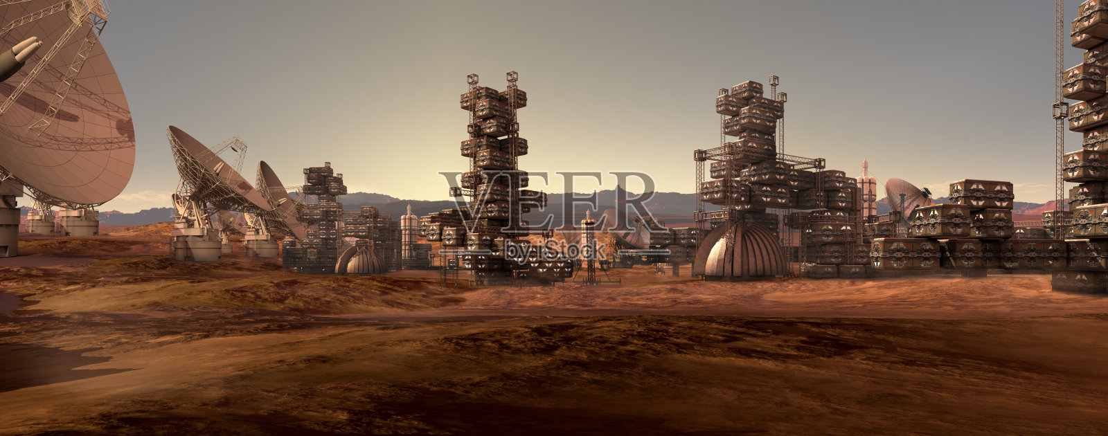 人类在红色星球上的定居照片摄影图片