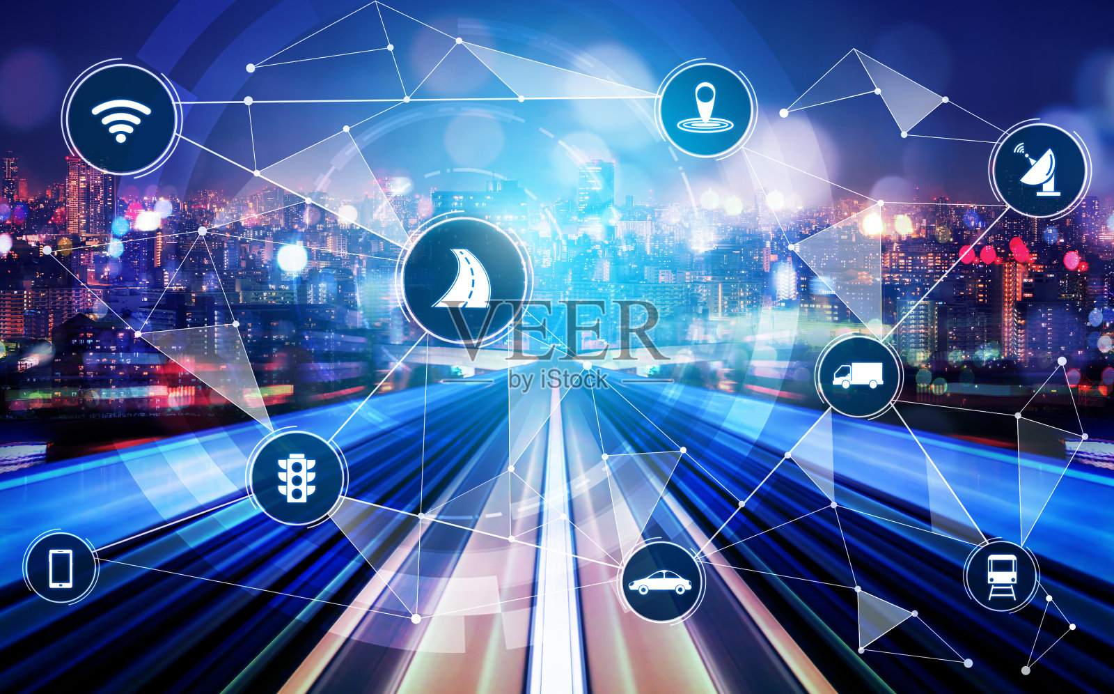 智能交通技术概念的未来汽车交通道路照片摄影图片