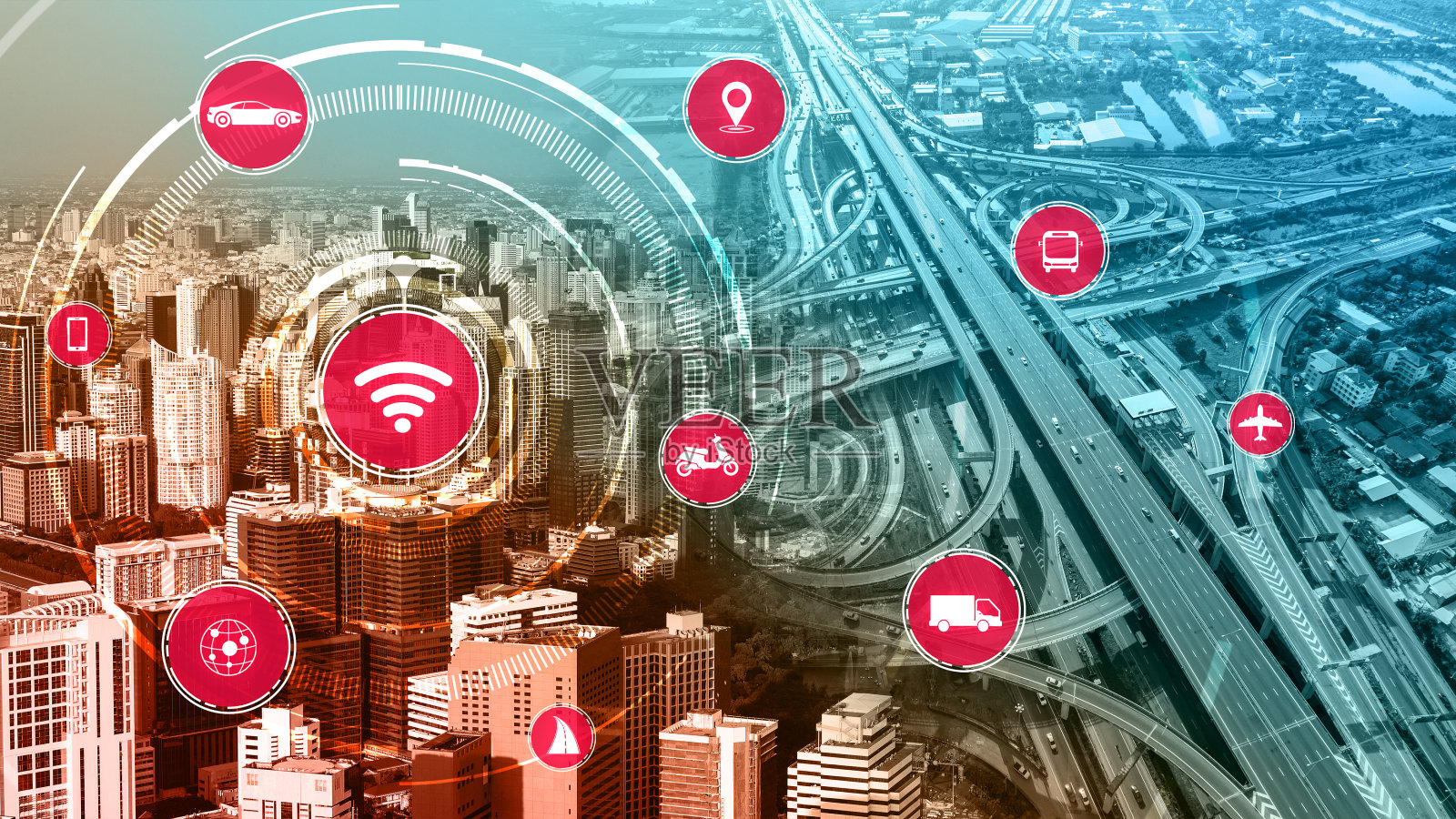 智能交通技术概念的未来汽车交通道路照片摄影图片