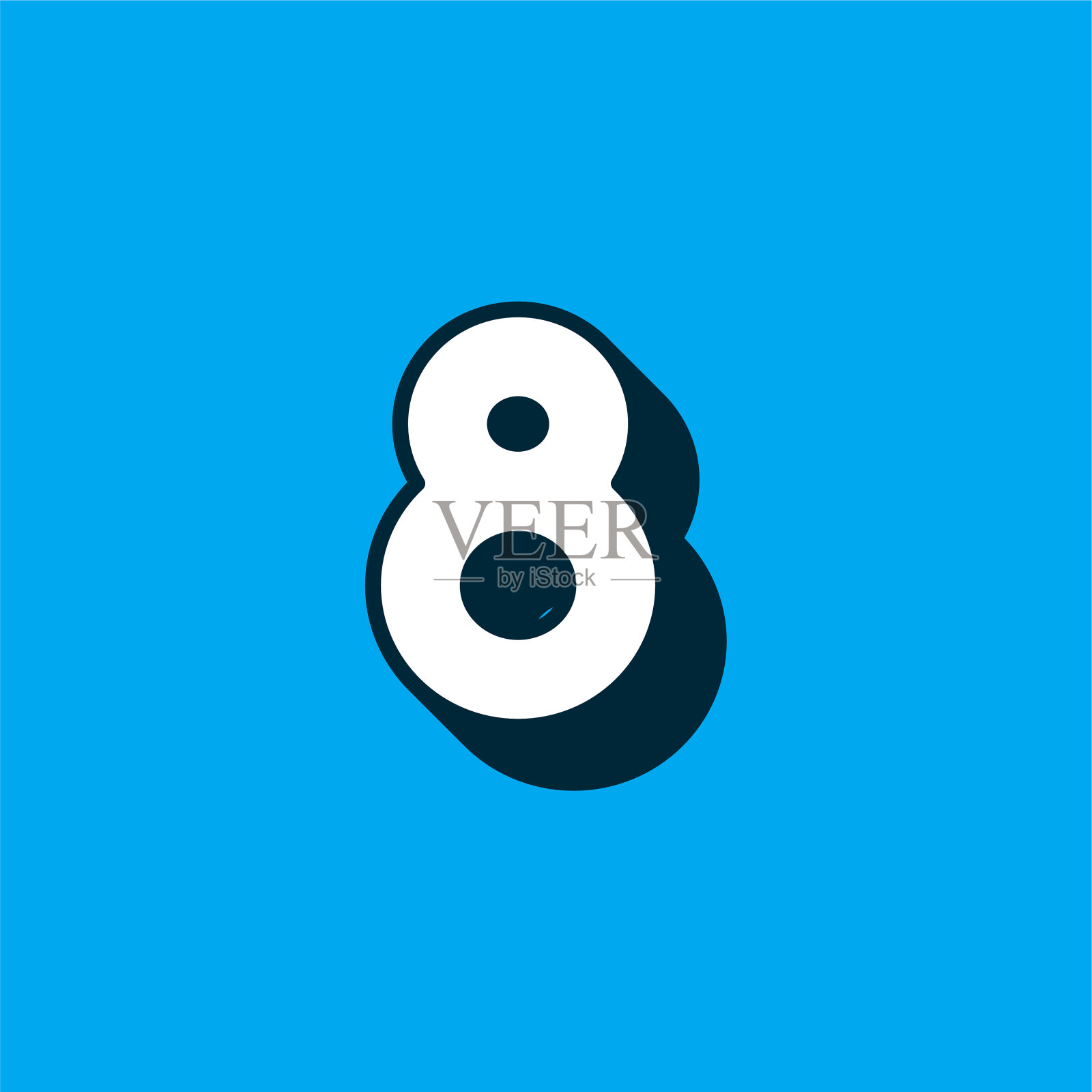 向量标志字母白色蓝色Longshadow 8插画图片素材