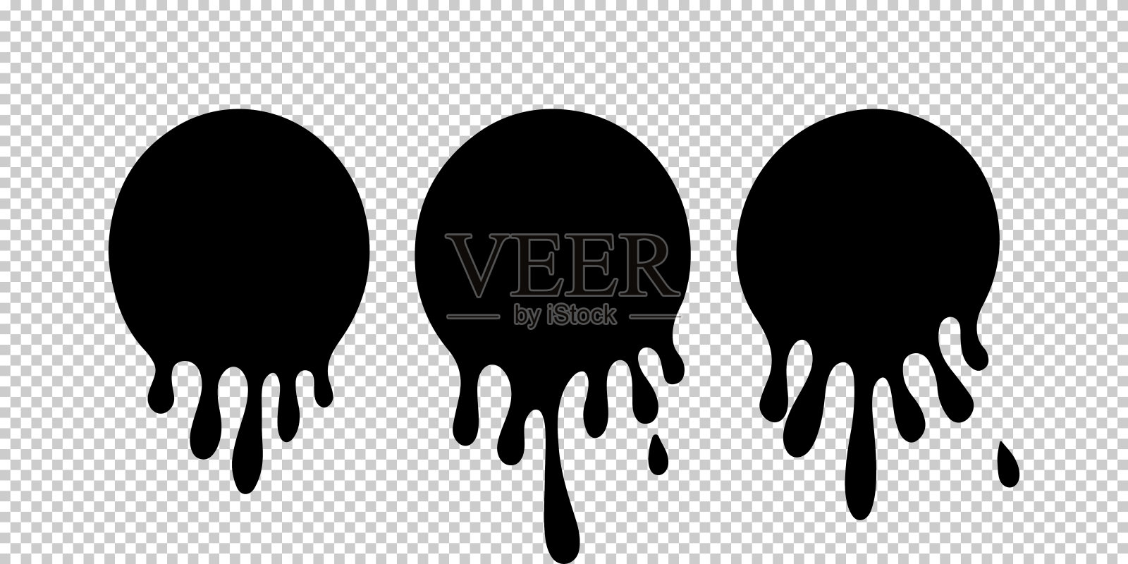 油漆滴。当前油漆，污渍。当前的油墨。滴液体。透明背景隔离。矢量插图。插画图片素材