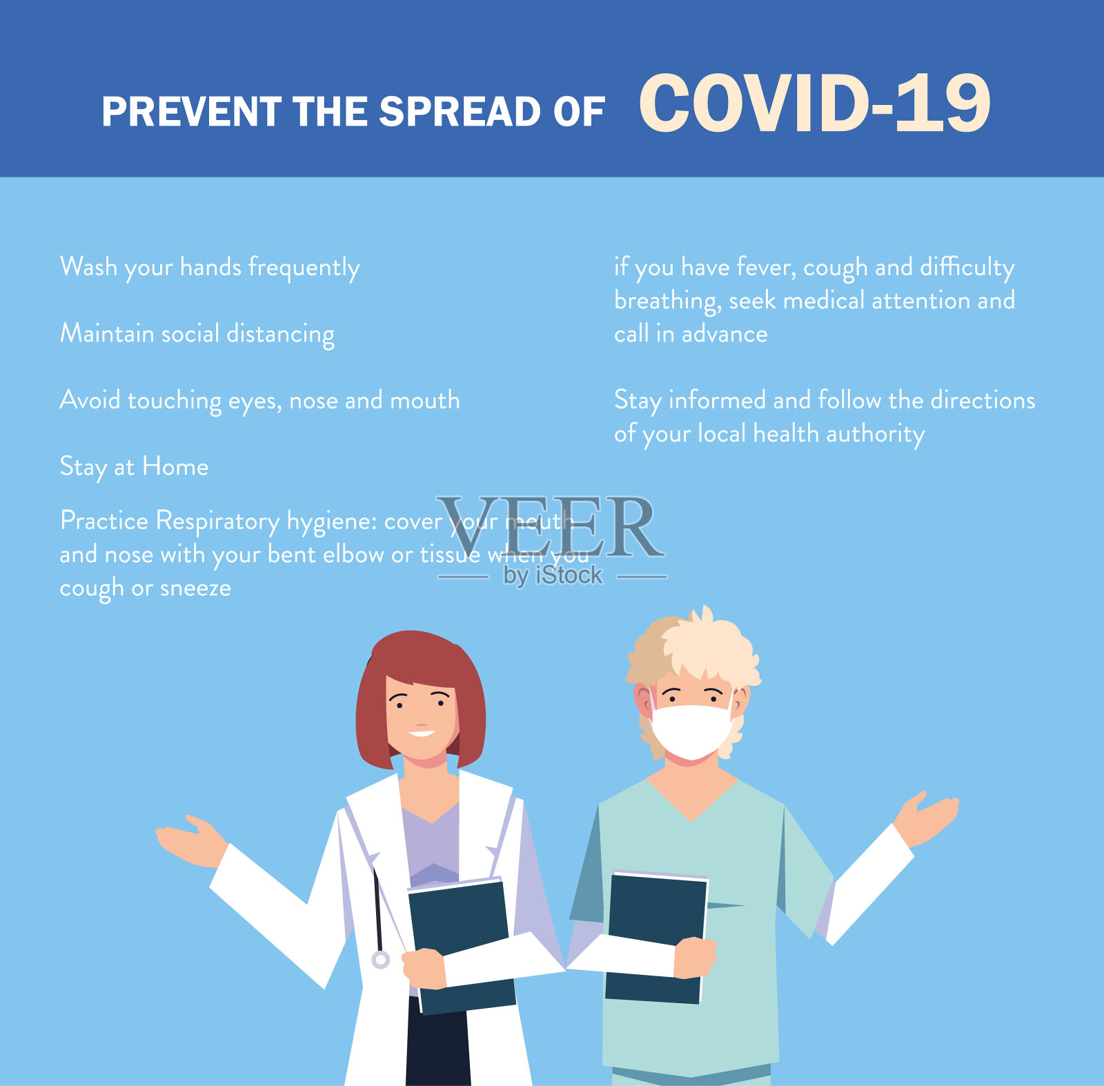 医生解释信息图表如何预防插画图片素材