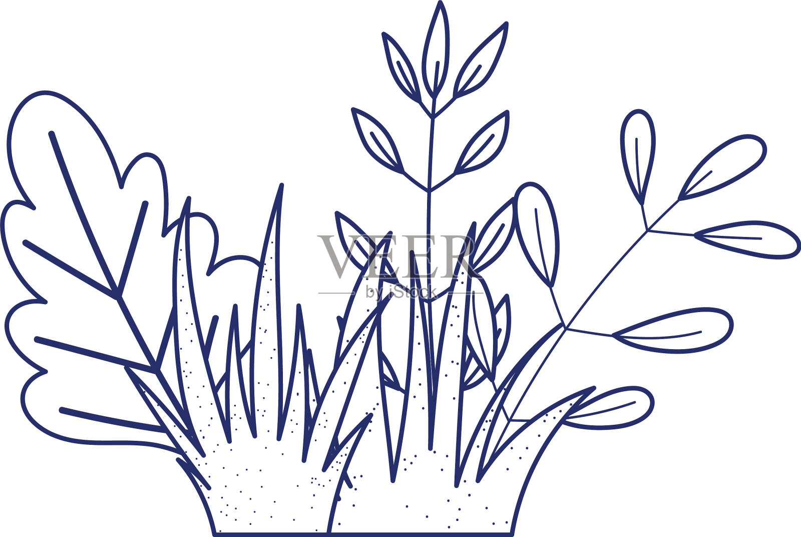 灌木叶叶自然植物孤立的图标设计元素图片