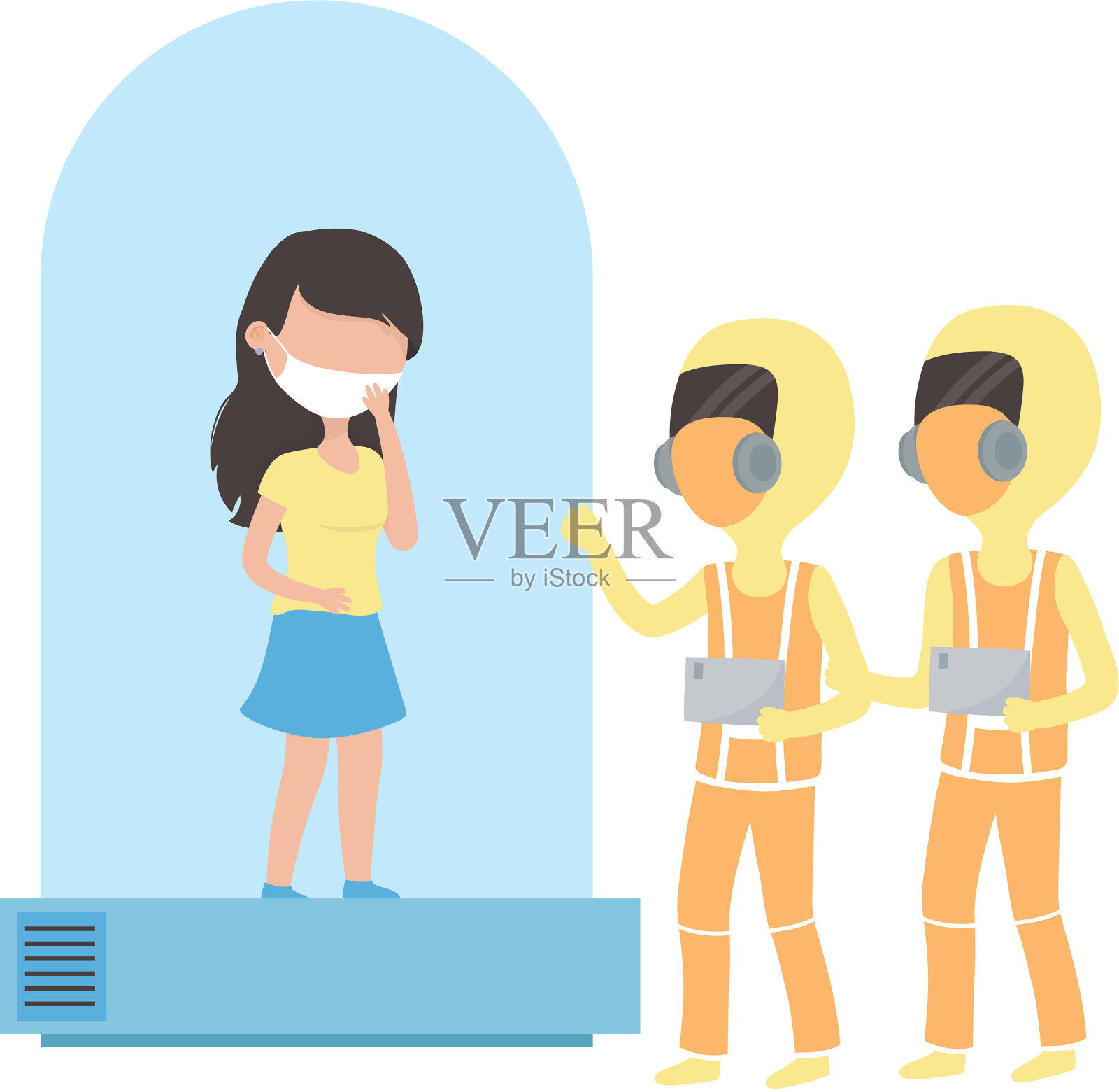 Covid - 19冠状病毒大流行的医生插画图片素材