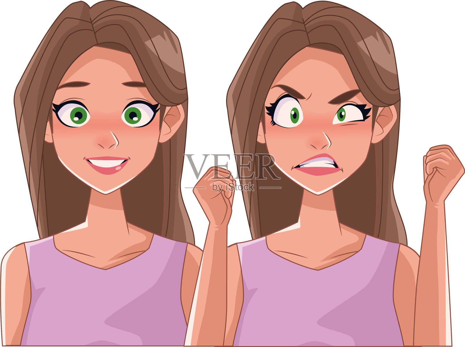 一对有压力症状的女人插画图片素材