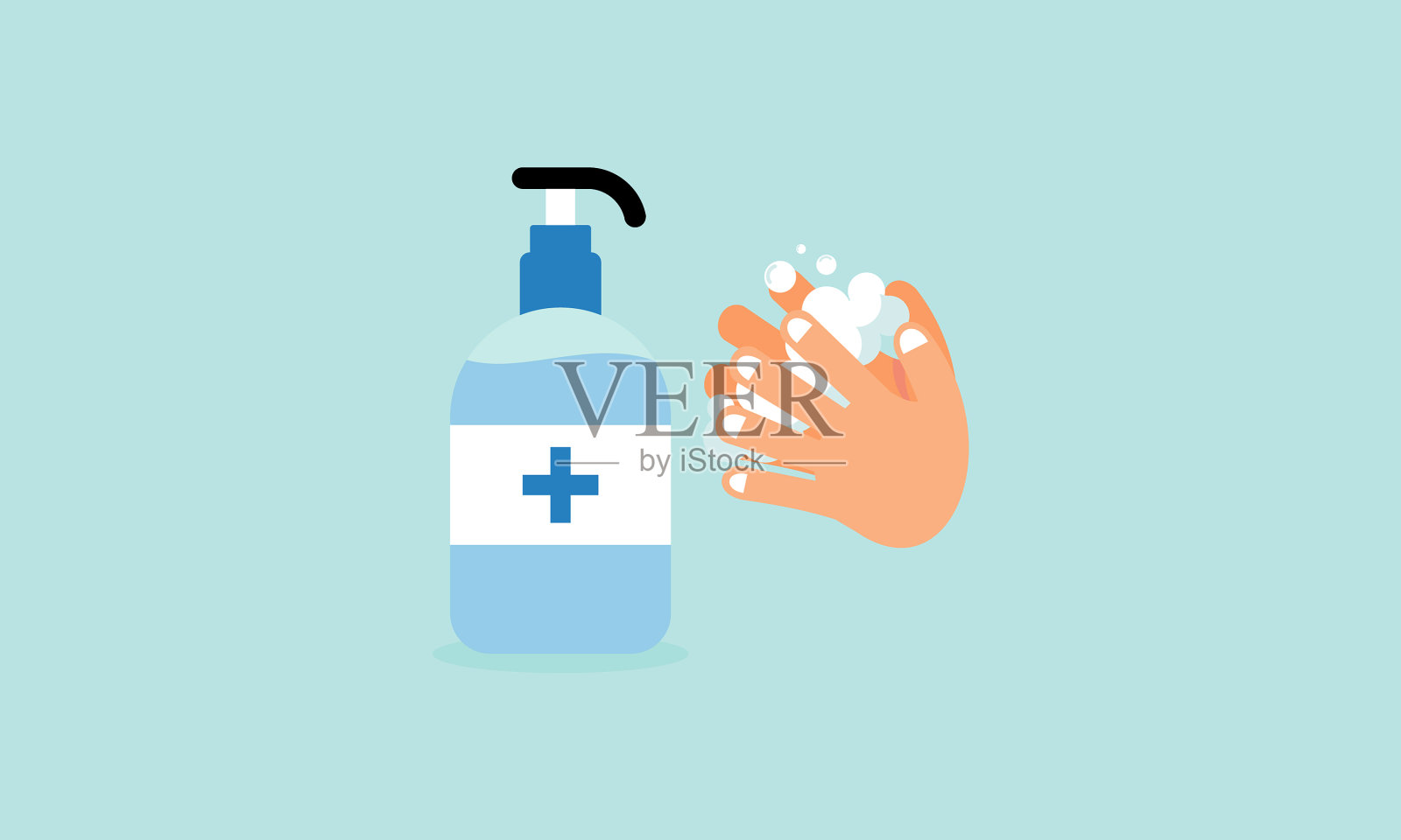 平手消毒液凝胶标志概念插画图片素材