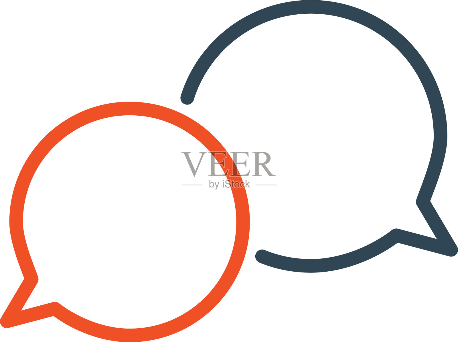 两个聊天气泡线性图标交流图标素材