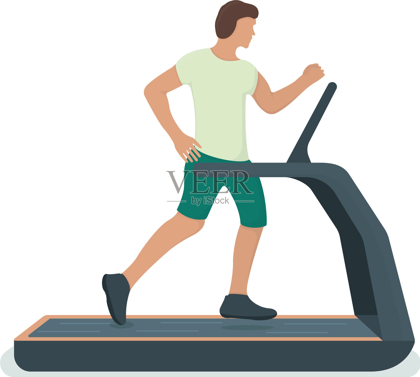 男人在跑步机上跑步，男人练习运动插画图片素材