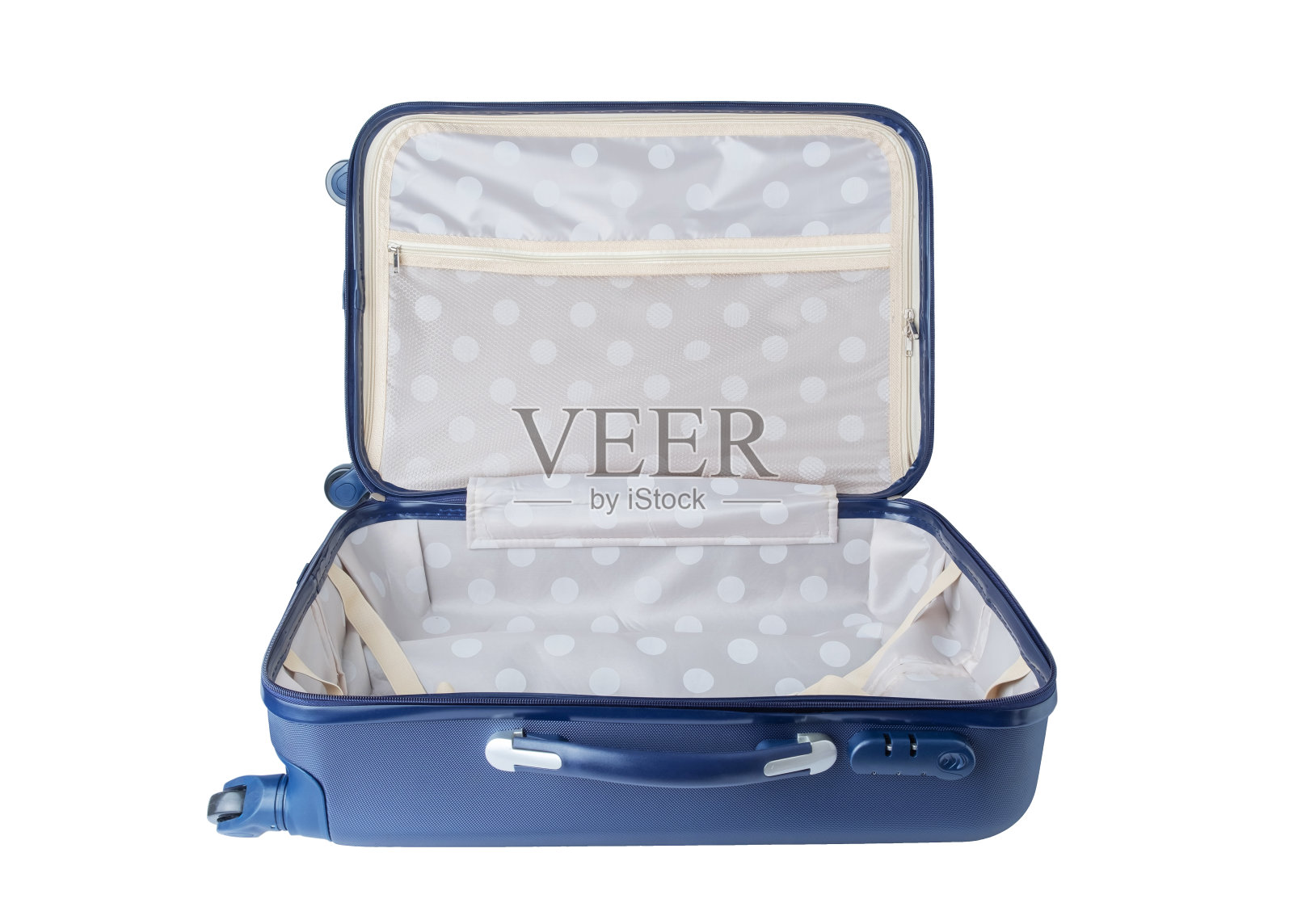 打开白色背景上孤立的空旅行箱照片摄影图片