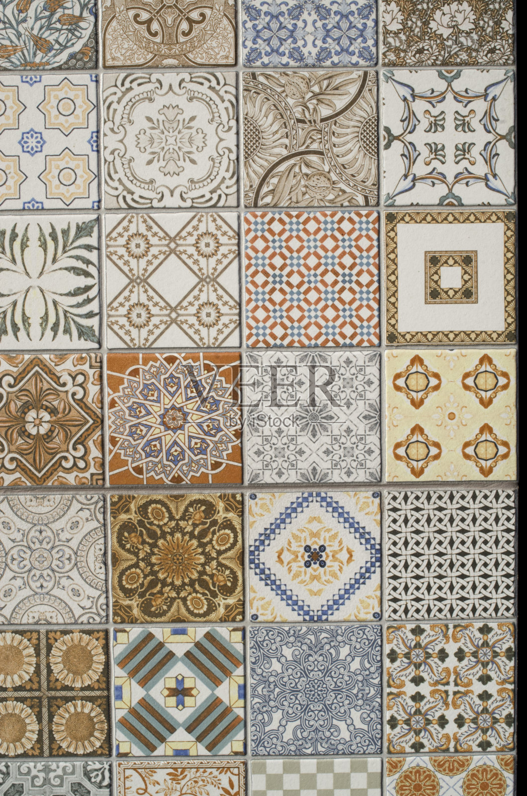 仿彩色瓷砖墙面特写照片摄影图片