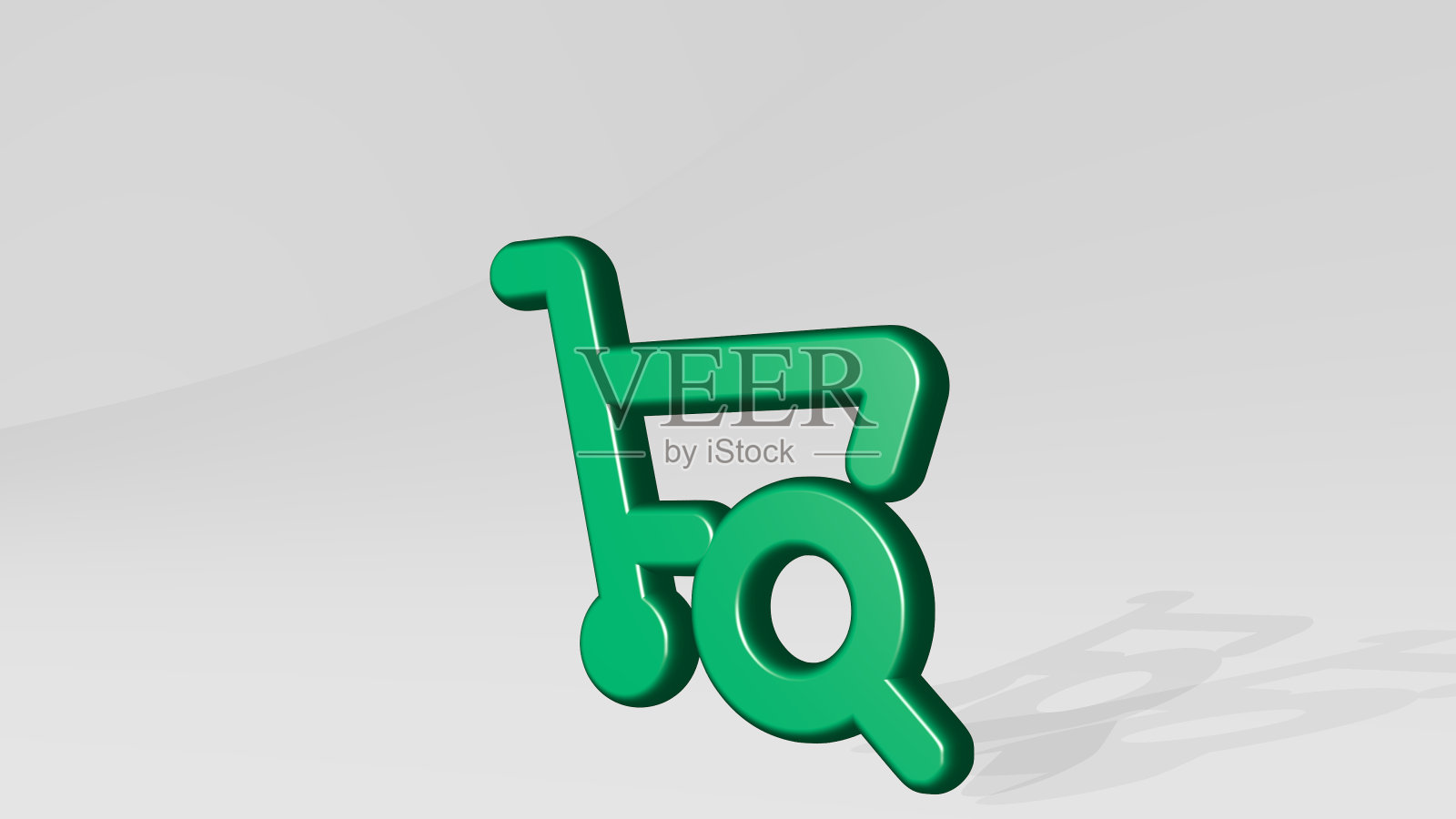 每个购物车都有影子。金属雕塑的3D插图在一个白色的背景与温和的纹理。业务和概念照片摄影图片