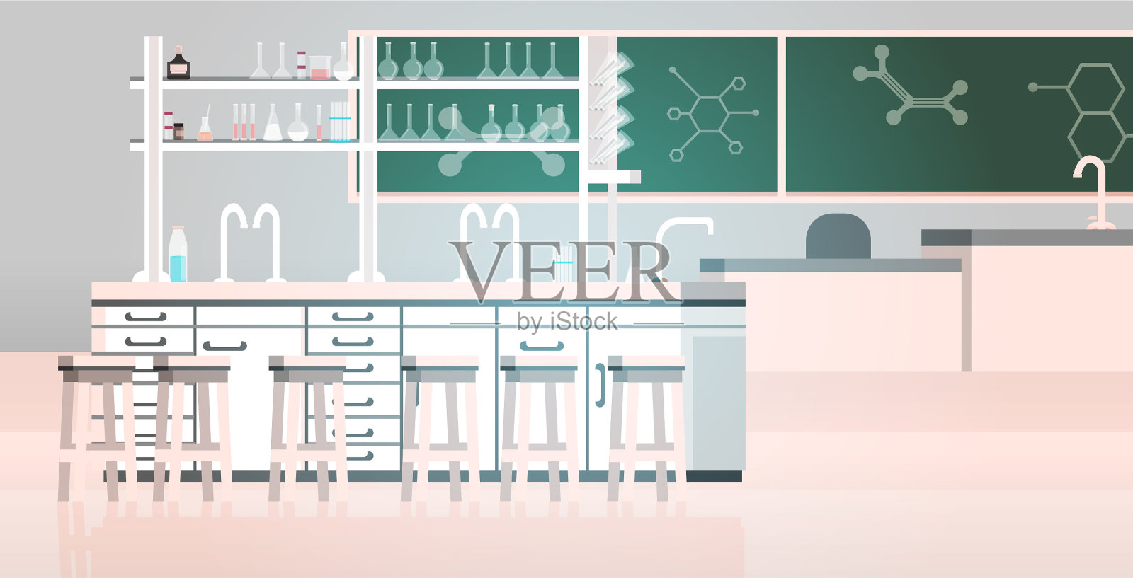 科学教室内部化学实验插画图片素材