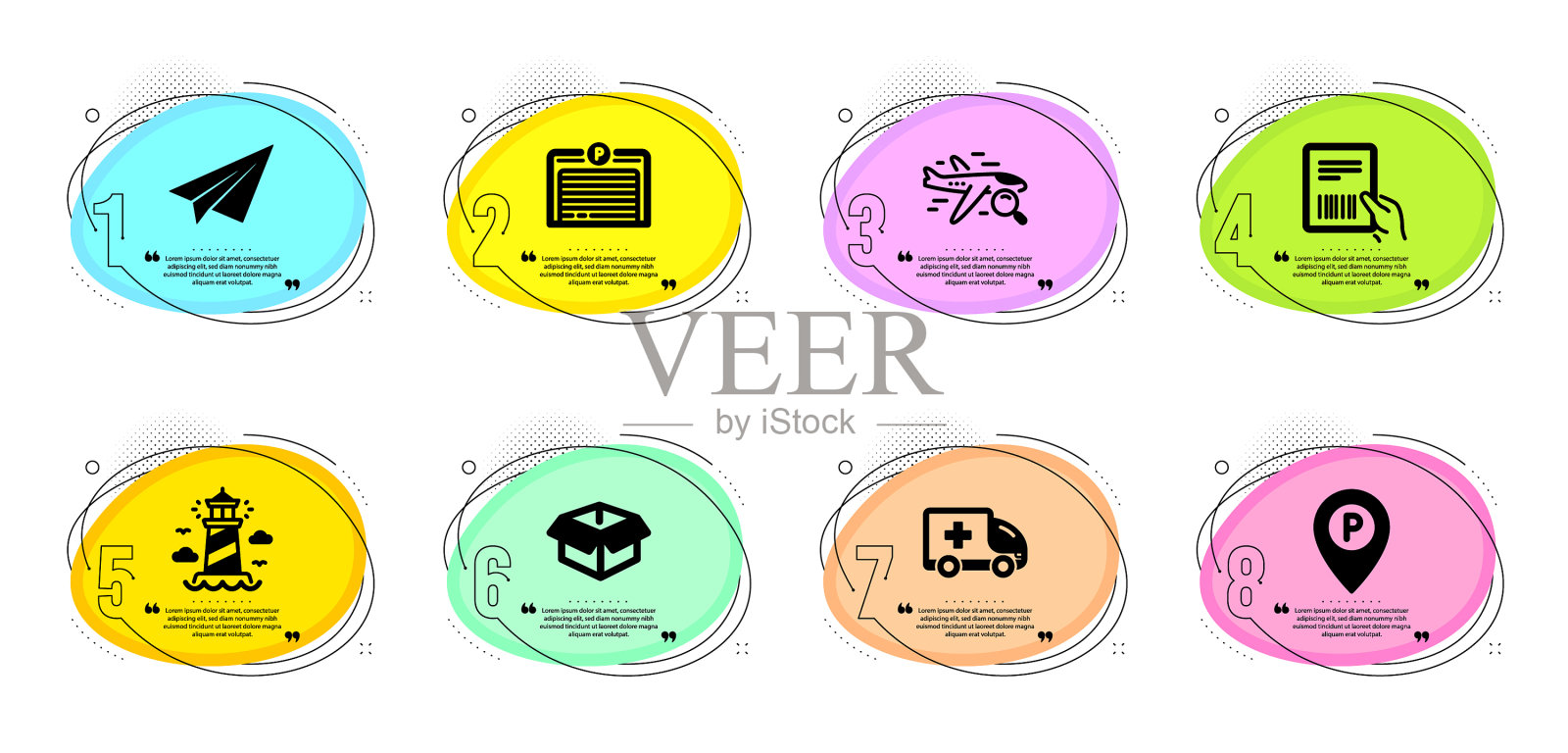 灯塔包裹发票和救护车紧急情况插画图片素材