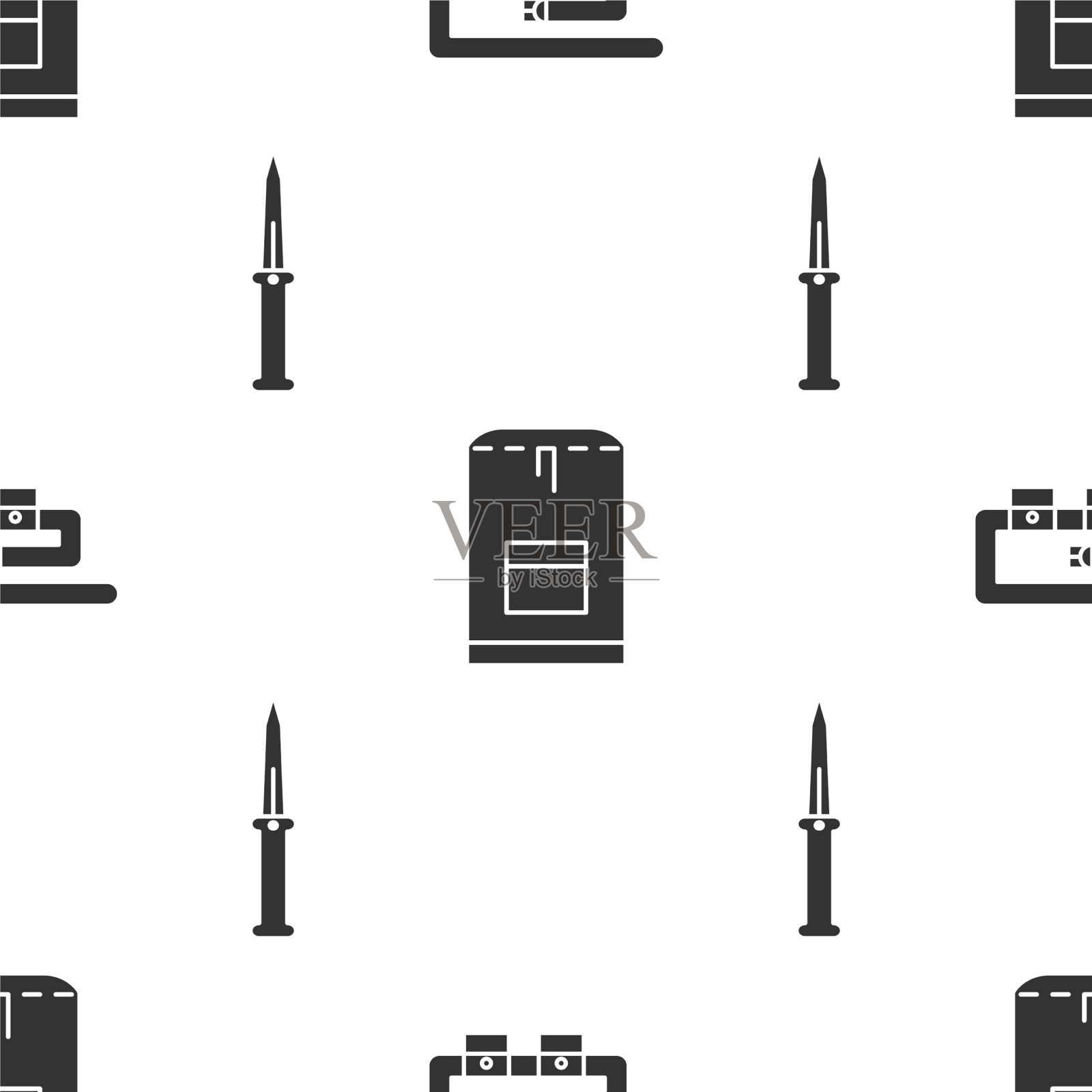 带上潜水腰带背包和军刀图标素材
