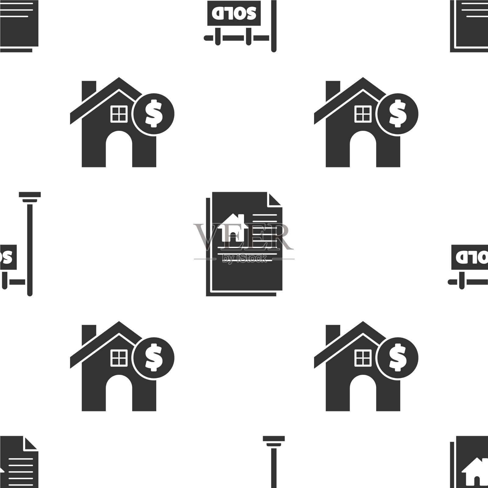 设挂签有文字的售房合同图标素材