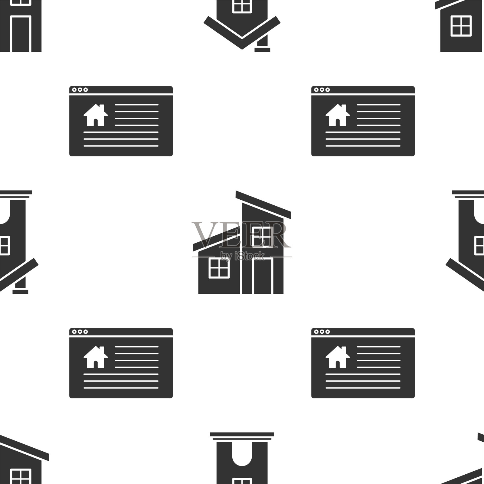 设置家的标志房子和悬挂标志与文字图标素材