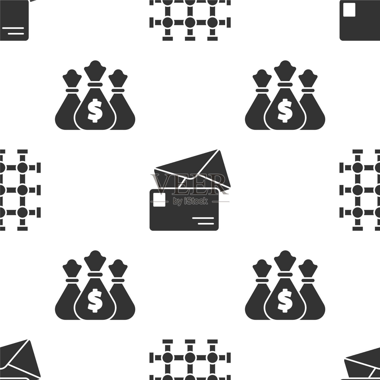 放上监狱窗上的信封和钱袋图标素材