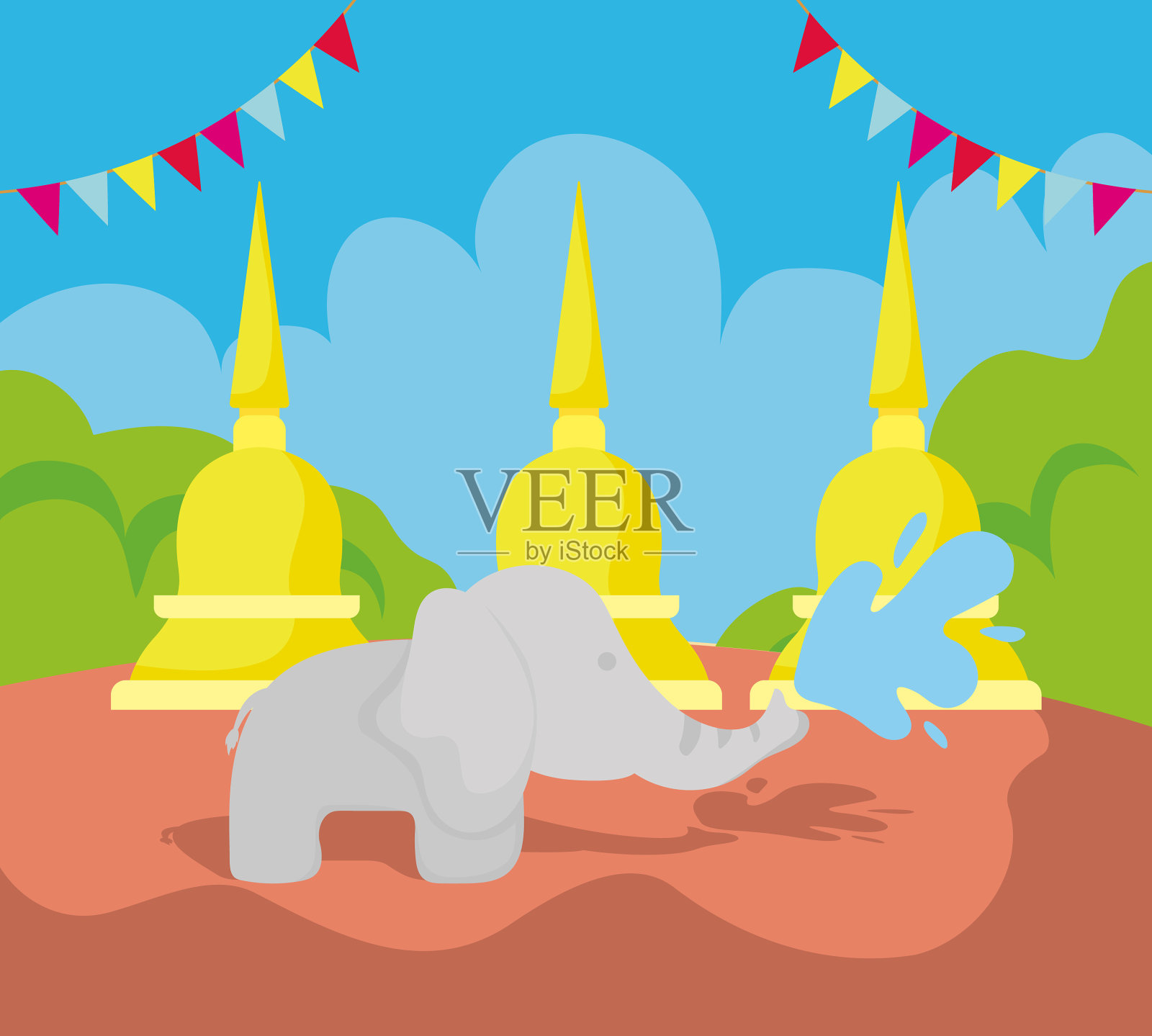 卡片是传统的泼水节插画图片素材