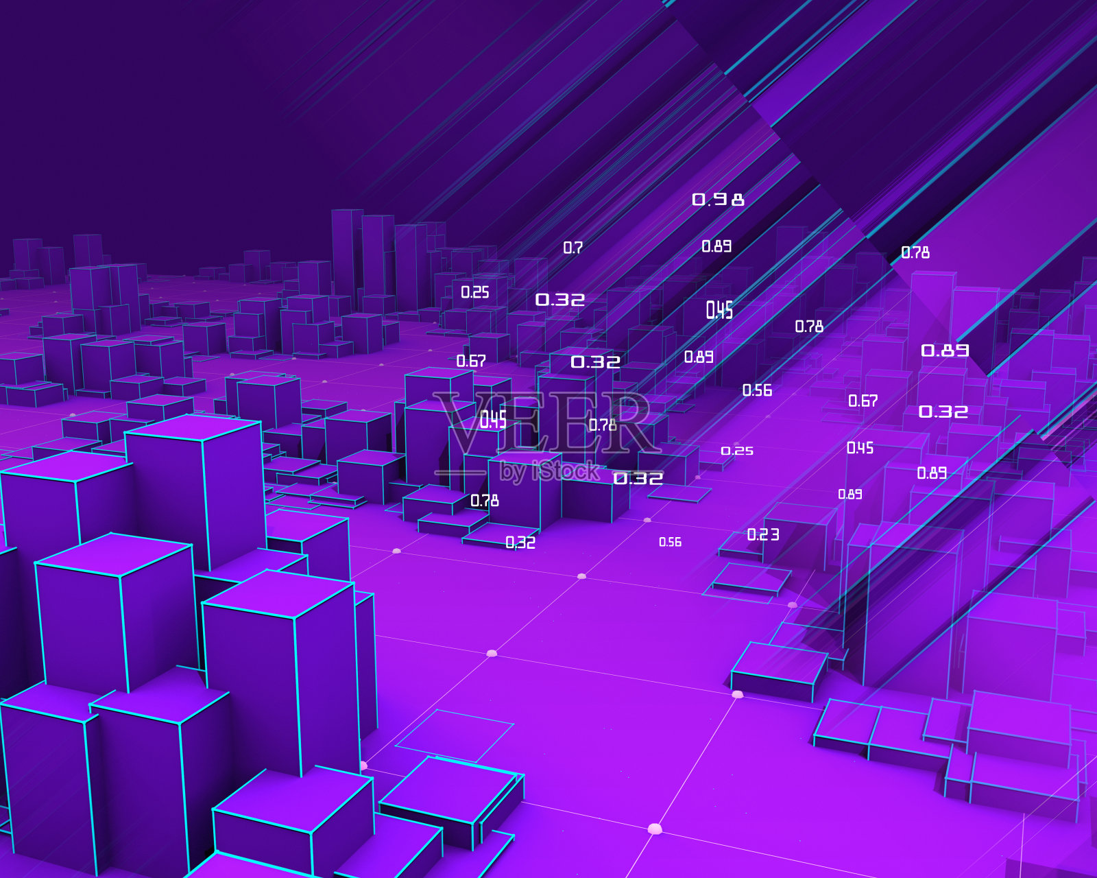 带有蓝色线框和模糊线条效果的三维抽象信息图。大数据。业务和财务分析表示横幅。未来的几何分析数据概念。数据图表。照片摄影图片