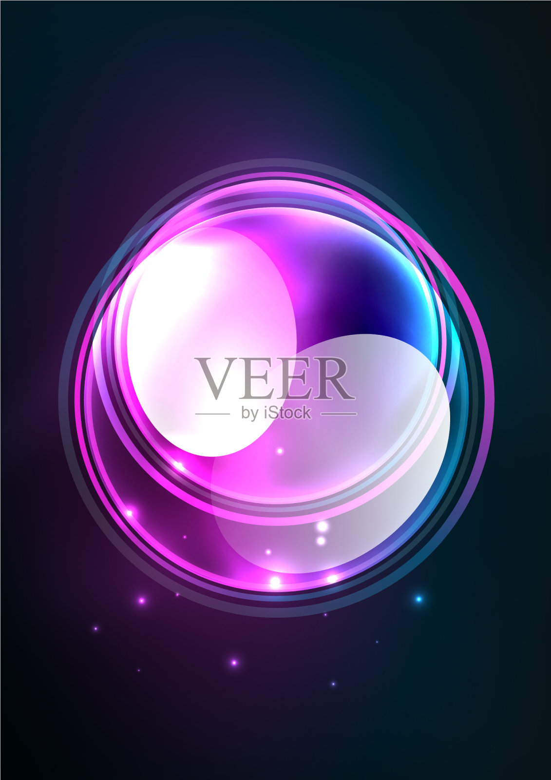 发光的霓虹灯，闪亮的透明气泡玻璃插画图片素材