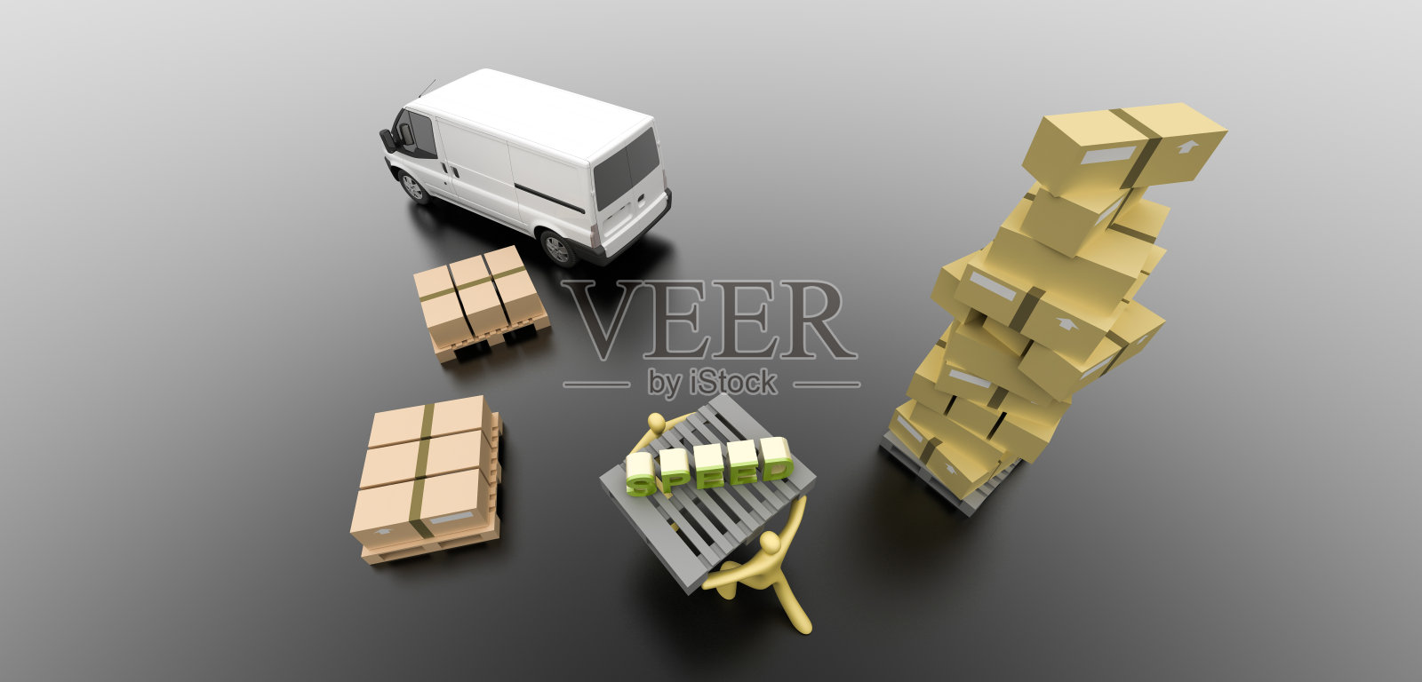 物流行业概念图像，原始3d渲染和模型照片摄影图片