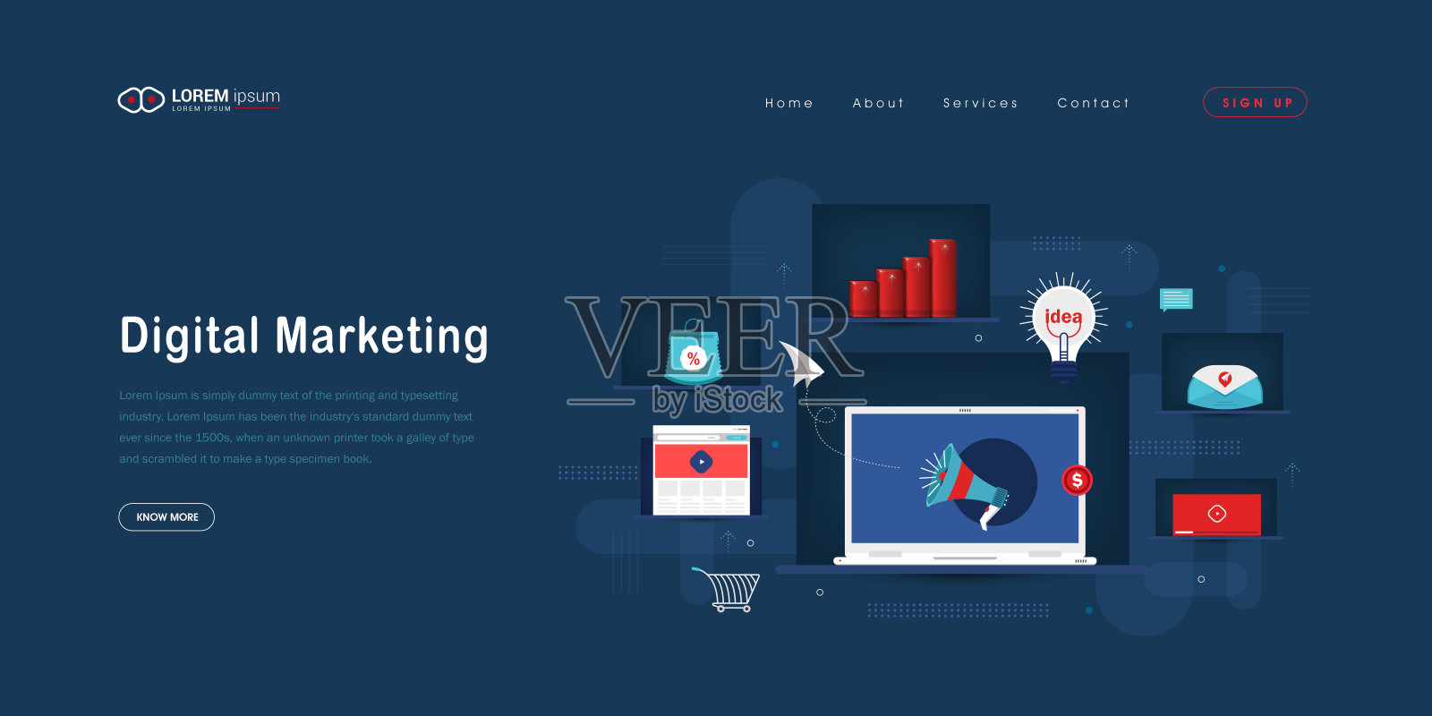 企业数字营销与网络营销的概念插画图片素材