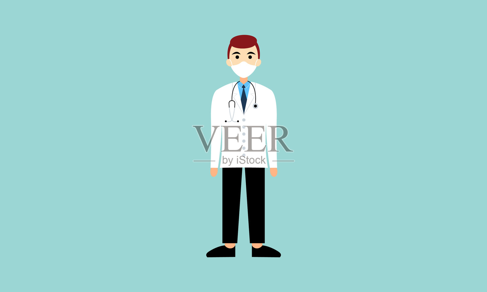 医生戴着不同性格的面具插画图片素材