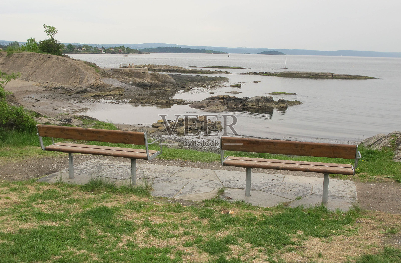 长椅,奥斯陆峡湾照片摄影图片