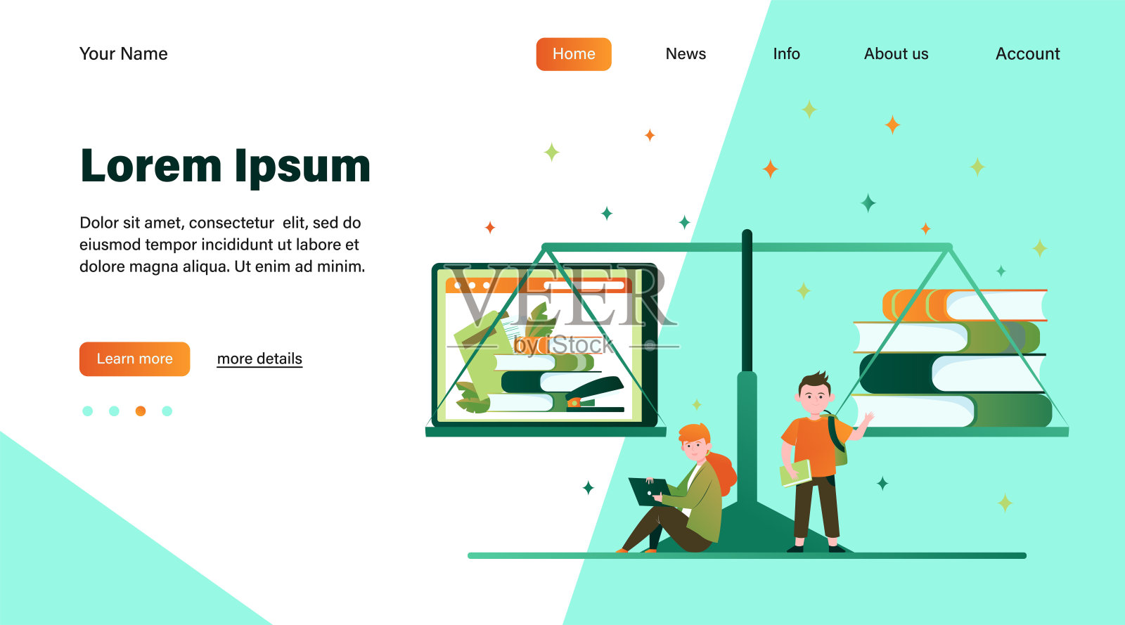 电子书籍和纸质书籍的比较插画图片素材