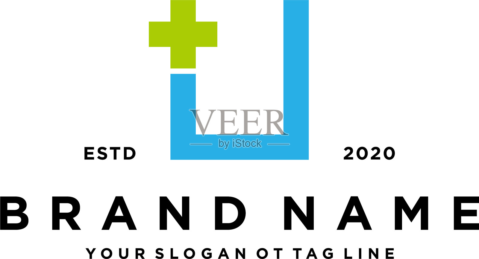 字母u十字加医院医疗标志设计插画图片素材