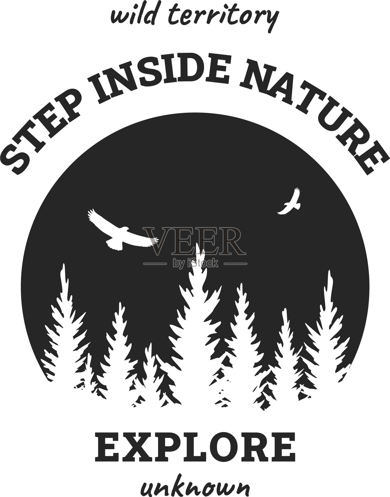 进入狂野徽章t恤设计之旅插画图片素材