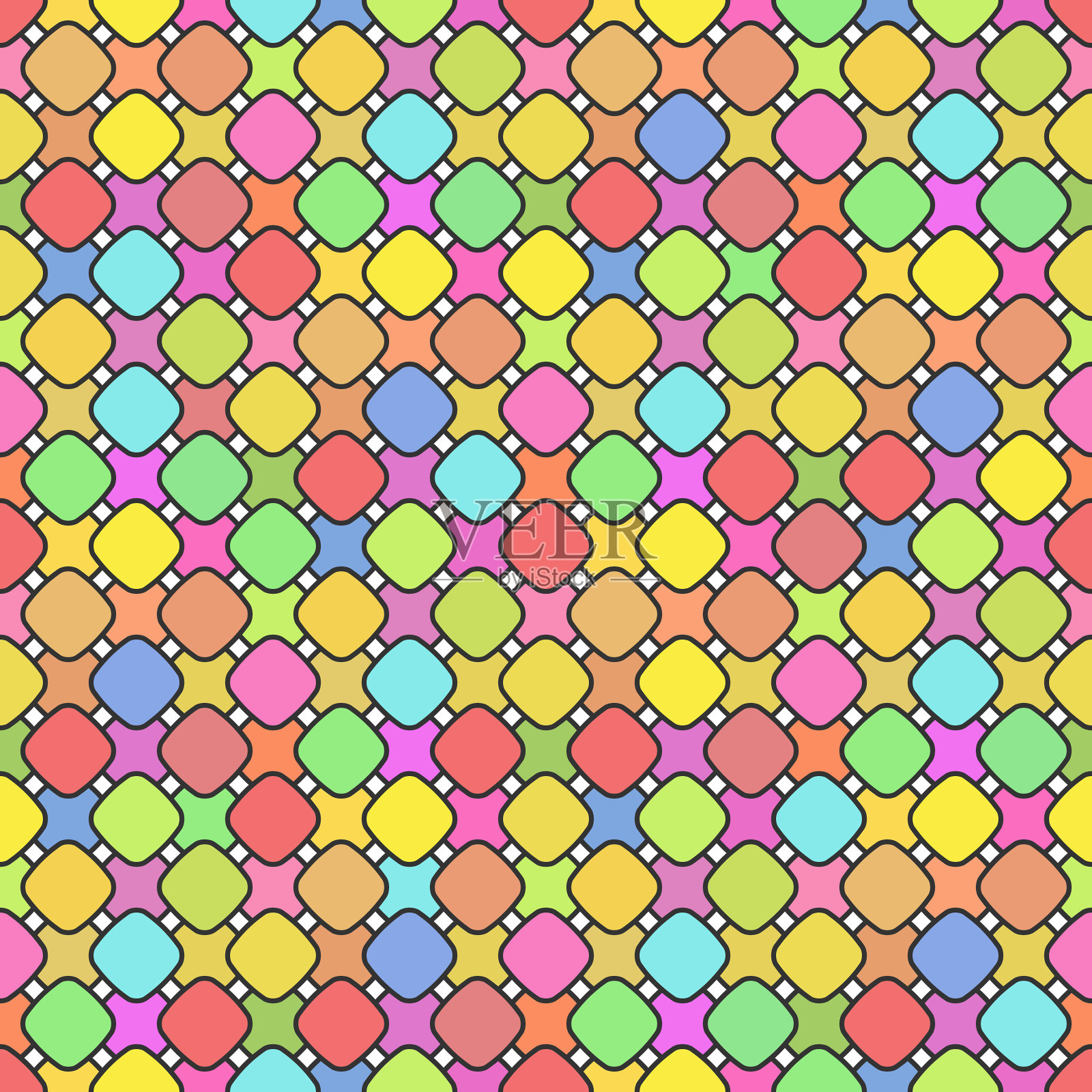 可爱明亮柔和的彩色无缝图案插画图片素材