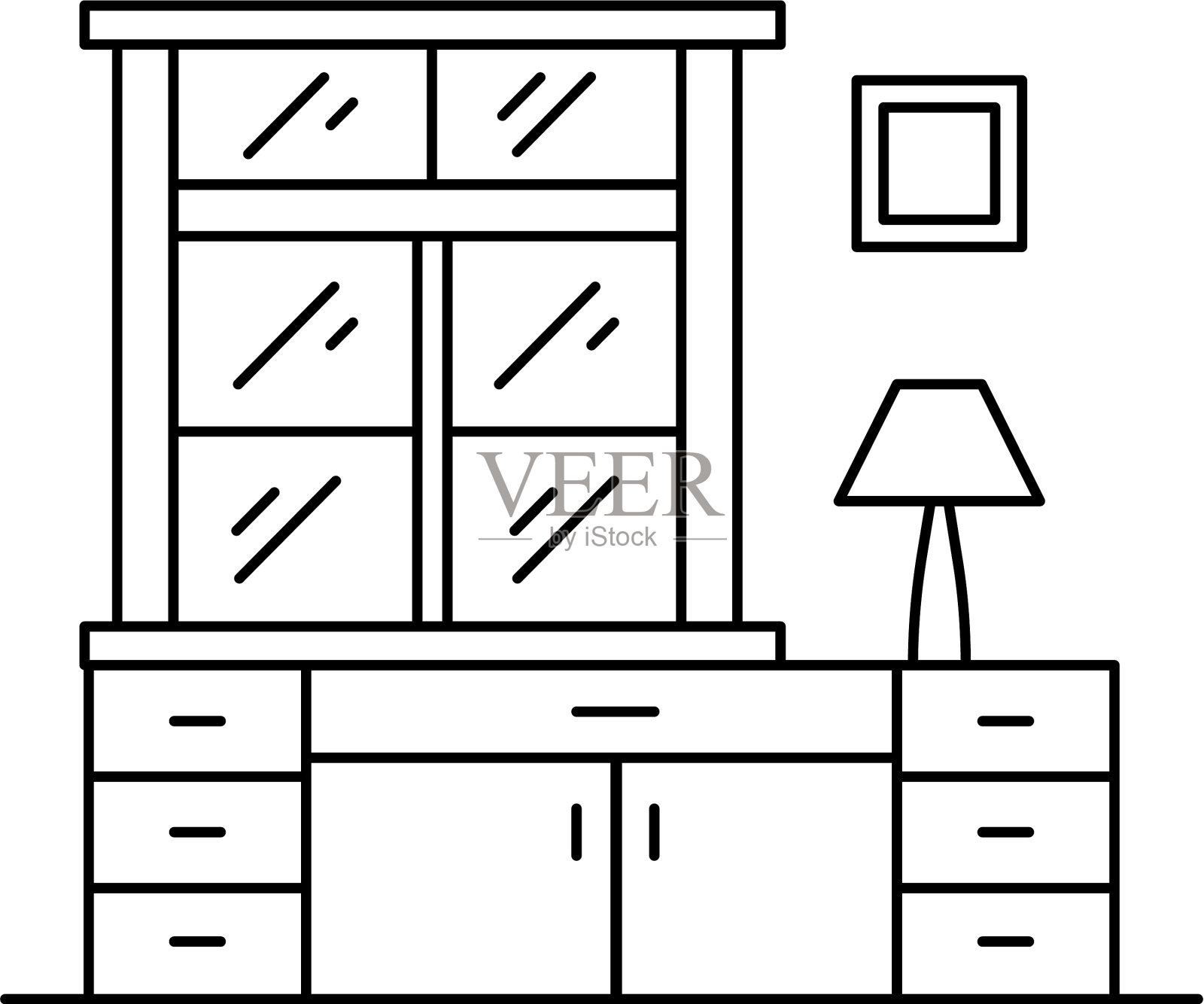带有轮廓风格的内饰插画图片素材