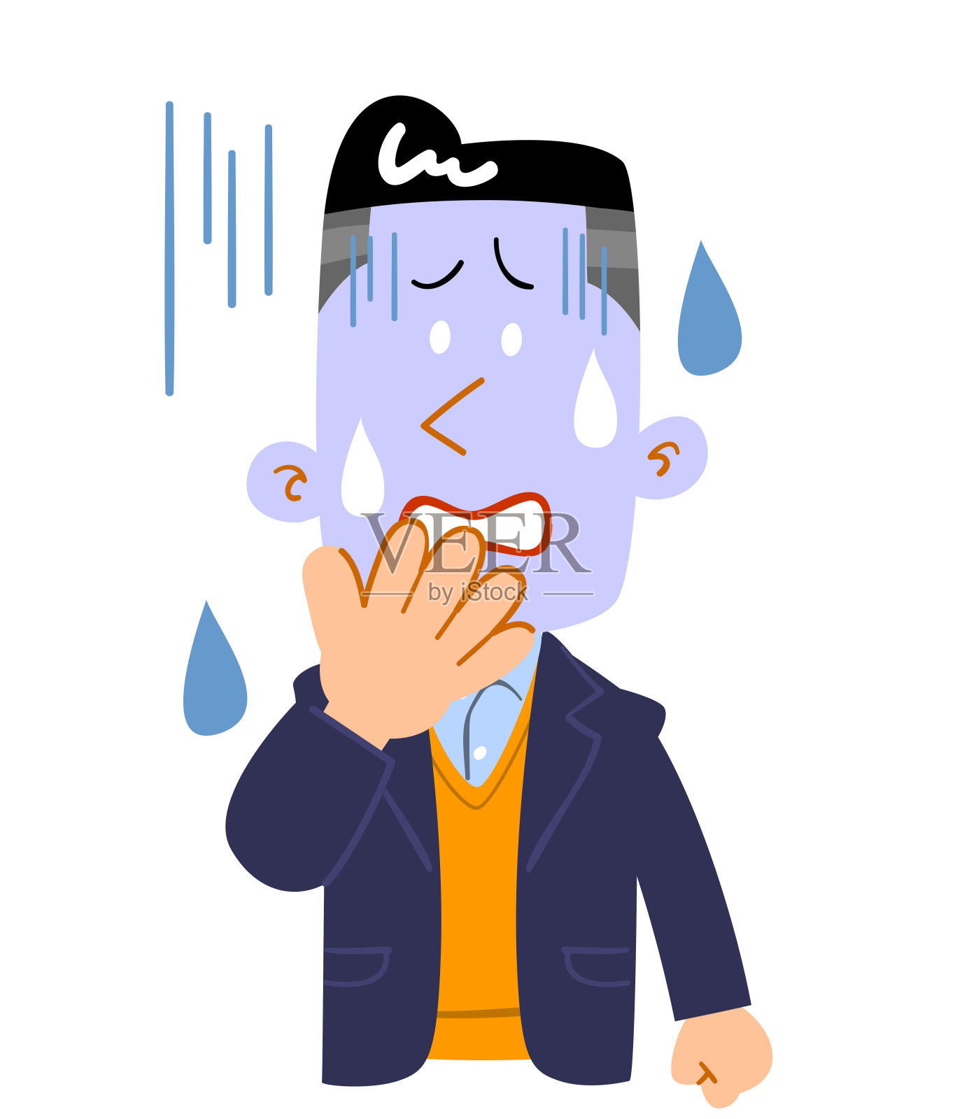 一个男人的上半身穿着一件发白的夹克设计元素图片