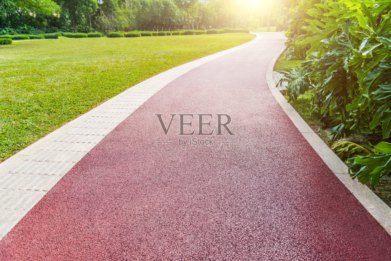 公园里供人们和盲人使用的人行道照片摄影图片